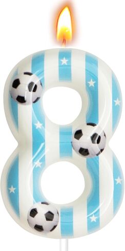 Soccer Themed Birthday Candles, Number Candles for Birthday Party Cake Decoration Supplies (Blue, Number 8) in Saudi Arabia