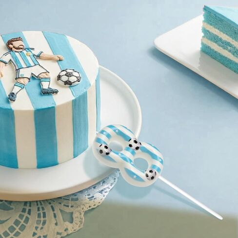 Soccer Themed Birthday Candles, Number Candles for Birthday Party Cake Decoration Supplies (Blue, Number 8) in Saudi Arabia