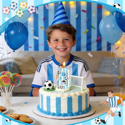 Soccer Themed Birthday Candles, Number Candles for Birthday Party Cake Decoration Supplies (Blue, Number 8) in Saudi Arabia