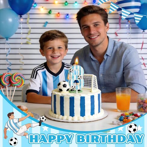 Soccer Themed Birthday Candles, Number Candles for Birthday Party Cake Decoration Supplies (Blue, Number 8) in Saudi Arabia