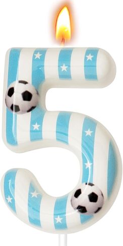 Soccer Themed Birthday Candles, Number Candles for Birthday Party Cake Decoration Supplies (Blue, Number 8) in Saudi Arabia