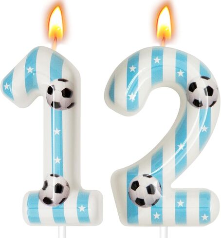 Soccer Themed Birthday Candles, Number Candles for Birthday Party Cake Decoration Supplies (Blue, Number 8) in Saudi Arabia