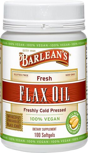 Barlean's Omega 3 6 9 Flaxseed Oil Supplements, Cold-Pressed Flax Seed Supplement Softgels with 1650 mg ALA Fatty Acids, 100 Count in Saudi Arabia
