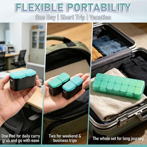 Weekly Pill Organizer 2 Times a Day, Portable AM PM Medicine Box with Large Compartments, Travel Pill Organizer Case, Moisture-Proof Daily Containers for Vitamins, Supplements & Medication (Purple) in Saudi Arabia