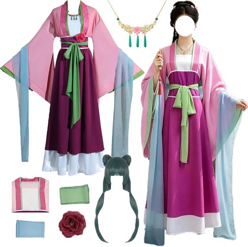 Maomao Costume Hanfu Dress Outfit Pink Full Set For Women Halloween in Saudi Arabia