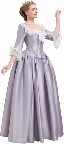 daizbella Women's Renaissance Dress Top Brooch Skirt Medieval Costume Oil Painting Style Retro Medieval Dress in Kuwait