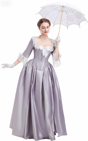 daizbella Women's Renaissance Dress Top Brooch Skirt Medieval Costume Oil Painting Style Retro Medieval Dress in Kuwait