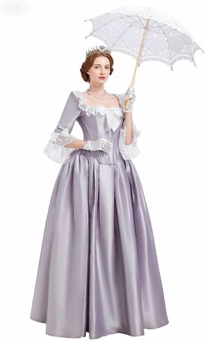 daizbella Women's Renaissance Dress Top Brooch Skirt Medieval Costume Oil Painting Style Retro Medieval Dress in Kuwait