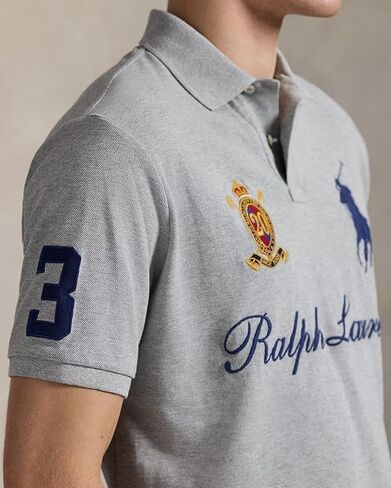 POLO RALPH LAUREN Mens Classic Fit Big Pony 20th Anniversary Crest Polo (Small, Gray) in Kuwait