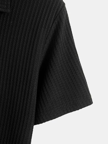 Men's Knit Waffle Short Sleeve Polo Shirt – Soft & Comfortable Casual Polo for Daily Wear in Kuwait