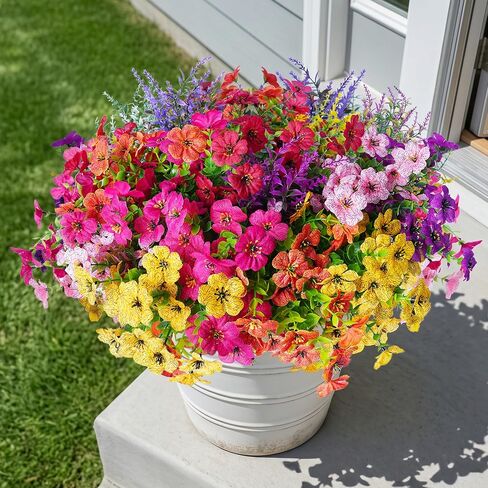 Outdoor Artificial Flowers, UV Resistant, 20 Bundles | Ideal for porch, patio, garden, window box, planter, and farmhouse decor | Colorfast and no watering or maintenance required in Kuwait