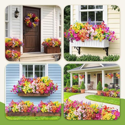 Outdoor Artificial Flowers, UV Resistant, 20 Bundles | Ideal for porch, patio, garden, window box, planter, and farmhouse decor | Colorfast and no watering or maintenance required in Kuwait