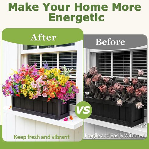 Outdoor Artificial Flowers, UV Resistant, 20 Bundles | Ideal for porch, patio, garden, window box, planter, and farmhouse decor | Colorfast and no watering or maintenance required in Kuwait