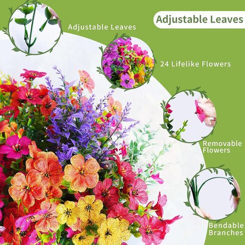 Outdoor Artificial Flowers, UV Resistant, 20 Bundles | Ideal for porch, patio, garden, window box, planter, and farmhouse decor | Colorfast and no watering or maintenance required in Kuwait