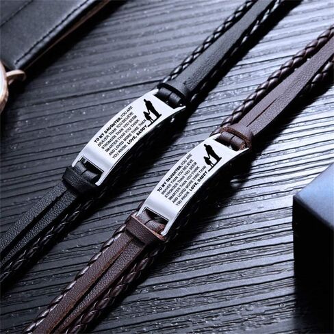 To My Daughter Bracelets, Stainless Steel Wristband, Daughter Bracelet From Daddy, Daughter Gift (Brown) in Saudi Arabia