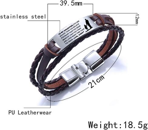 To My Daughter Bracelets, Stainless Steel Wristband, Daughter Bracelet From Daddy, Daughter Gift (Brown) in Saudi Arabia