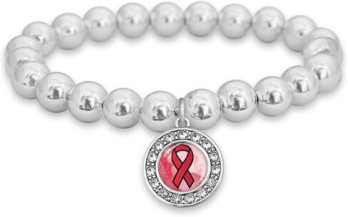 Red Ribbon Sickle Cell Awareness Abby Stretch Bracelet Jewelry Gift in Kuwait