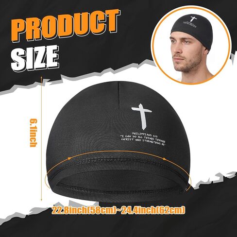 3 Pcs Cross Faith Cooling Skull Cap for Men Women, Christian Breathable Helmet Liner Beanie, Sweat Wicking Head Wrap for Motorcycle Cycling Running Gym Workout in Kuwait