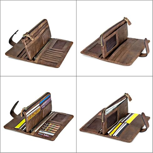 Women's RFID Blocking PU Long Wallet for Women Vintage Checkbook Wallets with RFID Blocking Card Holder in Kuwait