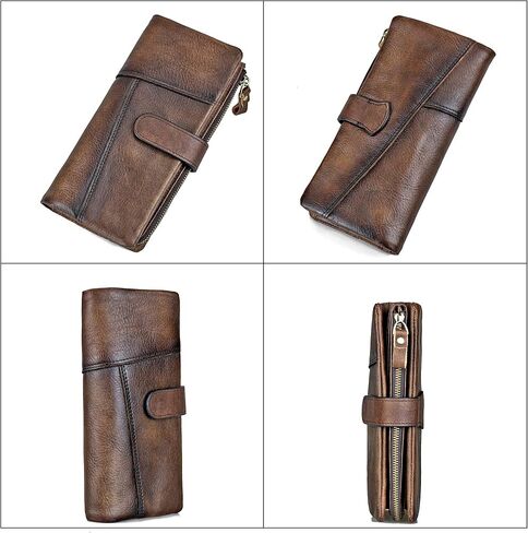 Women's RFID Blocking PU Long Wallet for Women Vintage Checkbook Wallets with RFID Blocking Card Holder in Kuwait