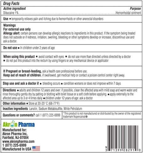 Dibucaine 1% Ointment 2 Oz. (56 gm) by Akron Pharma in Saudi Arabia