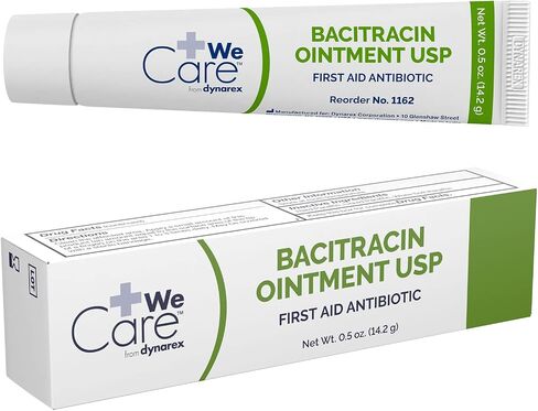 مرهم Dynarex Bacitracin الموضعي USP - لوازم العناية بالجروح للاستجابة الأولى للجروح البسيطة والخدوش والحروق - يساعد على الحفاظ على نظافة الجروح، عدد 1 - 0.5 أونصة. أنبوب in Kuwait