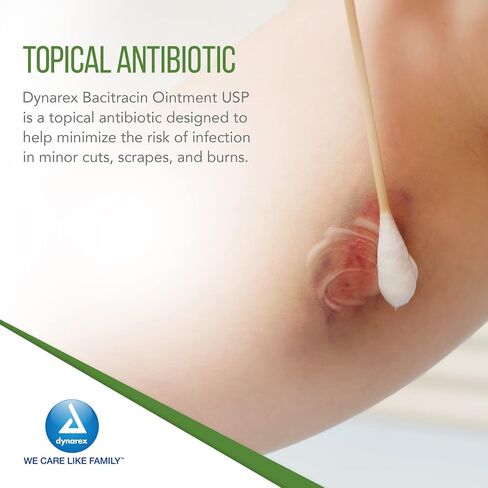 مرهم Dynarex Bacitracin الموضعي USP - لوازم العناية بالجروح للاستجابة الأولى للجروح البسيطة والخدوش والحروق - يساعد على الحفاظ على نظافة الجروح، عدد 1 - 0.5 أونصة. أنبوب in Kuwait