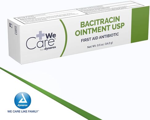 مرهم Dynarex Bacitracin الموضعي USP - لوازم العناية بالجروح للاستجابة الأولى للجروح البسيطة والخدوش والحروق - يساعد على الحفاظ على نظافة الجروح، عدد 1 - 0.5 أونصة. أنبوب in Kuwait