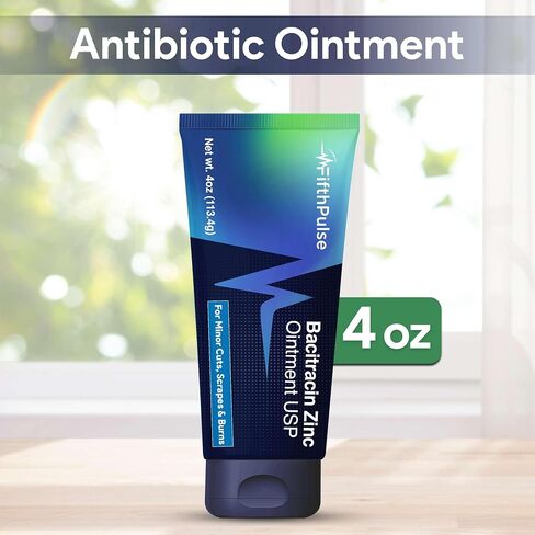 Bacitracin Antibiotic Ointment with Zinc, 4oz - First Aid Ointment for Minor Cuts, Bruises, Abrasions, Burns - Topical Antibiotic for Wound Healing in Saudi Arabia