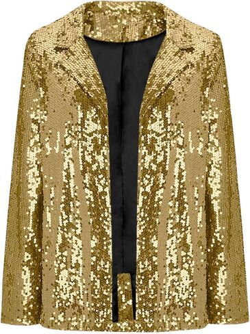 Sparkly Blazers for Women Open Front Long Sleeve Glitter Sequin Suit Jacket Shiny Wedding Night Out Clubwear in Kuwait