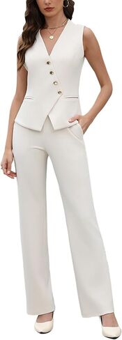 Agenlulu Women's 2 Piece Sets Business Casual Outfits Sleeveless Blazer Vest Pants Suits Professional Office Work Suits in Kuwait