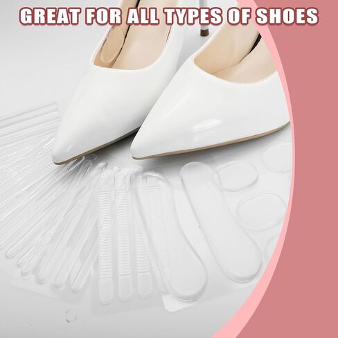 40Pcs Multi-Shaped Silicone Heel Pads, Clear Gel Heel Cushion Inserts for Women & Men, Comfortable Shoe Protectors for High Heels, Sneakers & More in Saudi Arabia