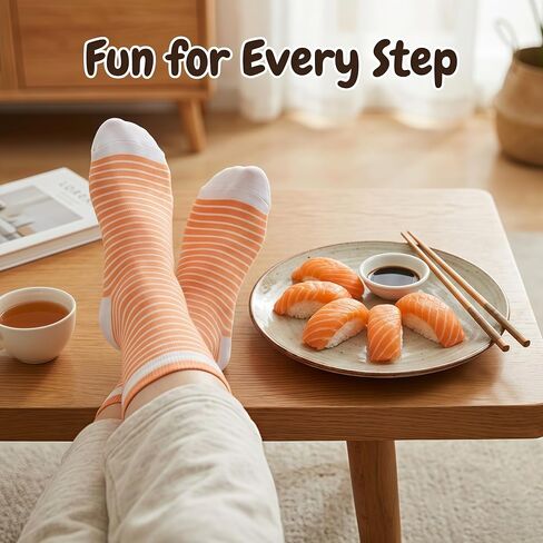 Sushi Socks Gift Box, 3 or 5 Pairs Long Crew Socks, Funny Novelty Food Socks, Sock Gift Set for Men and Women in Saudi Arabia