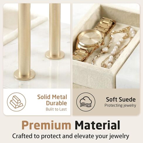 KES Natural Marble Bracelet Holder with Weighted Marble Base, 3 Tier Extra Stable Jewelry Holder Stand for Necklaces, Watches & Bracelet Display, T Bar Jewelry Organizer, Beige, JTR501-WH in Saudi Arabia
