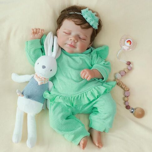 SCOM Realistic Reborn Baby Dolls-18 Inch Silicone Full Body Girl with Anatomically Correct Washable, Lifelike Newborn Sleeping Real Look Gift for Kids Age 3+ in Kuwait