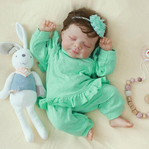 SCOM Realistic Reborn Baby Dolls-18 Inch Silicone Full Body Girl with Anatomically Correct Washable, Lifelike Newborn Sleeping Real Look Gift for Kids Age 3+ in Kuwait