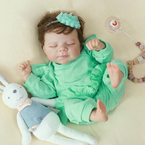 SCOM Realistic Reborn Baby Dolls-18 Inch Silicone Full Body Girl with Anatomically Correct Washable, Lifelike Newborn Sleeping Real Look Gift for Kids Age 3+ in Kuwait