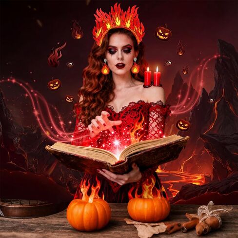 6 Pcs Flame Headband and Earring Set, Red and Yellow Fire Accessories for Halloween Carnival Party Photo Props in Kuwait