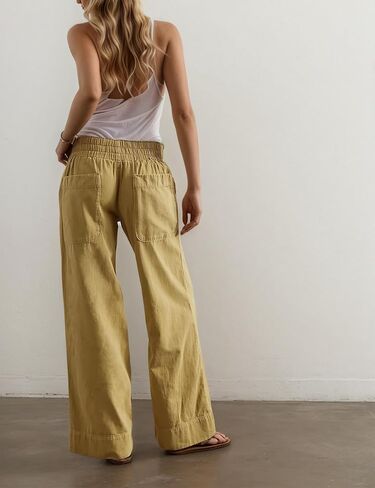 Womens Mid Rise Wide Leg Jeans Casual Baggy Pull-On Jeans Trendy Long Denim Pants with Pockets in Saudi Arabia