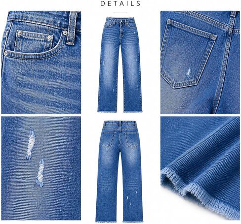 Plus Size Jeans for Women High Waist High Stretchy Wide Leg Capri Length Denim Jeans Pants in Kuwait