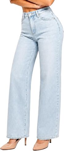 ONESO Women's High Waisted Straight Leg Jeans Heavyweight Premium Stretch Denim, Relaxed Fit Long BBL Jeans in Saudi Arabia