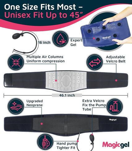 Magic Gel Back Compression Ice Pack - Hot & Cold Therapy Wrap with Air Pump for Deep Tissue Cold Penetration & Lumbar Support – Removable Flexible Gel Pack for Lower Back Pain, Sciatica & Surgery in Saudi Arabia