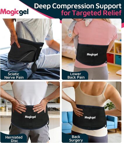 Magic Gel Back Compression Ice Pack - Hot & Cold Therapy Wrap with Air Pump for Deep Tissue Cold Penetration & Lumbar Support – Removable Flexible Gel Pack for Lower Back Pain, Sciatica & Surgery in Saudi Arabia