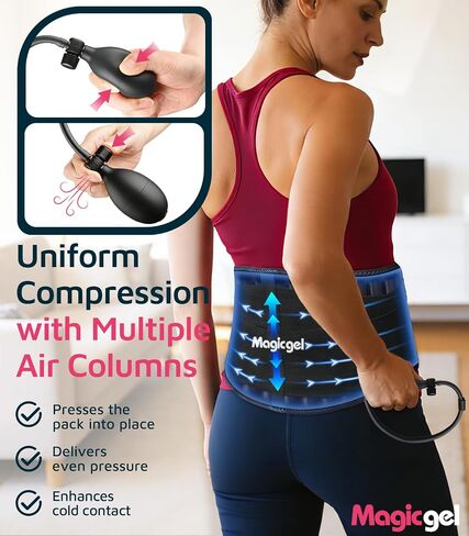 Magic Gel Back Compression Ice Pack - Hot & Cold Therapy Wrap with Air Pump for Deep Tissue Cold Penetration & Lumbar Support – Removable Flexible Gel Pack for Lower Back Pain, Sciatica & Surgery in Saudi Arabia