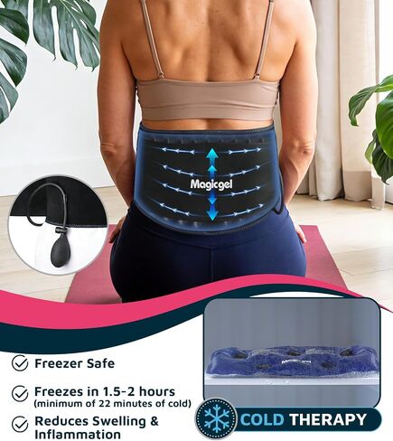 Magic Gel Back Compression Ice Pack - Hot & Cold Therapy Wrap with Air Pump for Deep Tissue Cold Penetration & Lumbar Support – Removable Flexible Gel Pack for Lower Back Pain, Sciatica & Surgery in Saudi Arabia