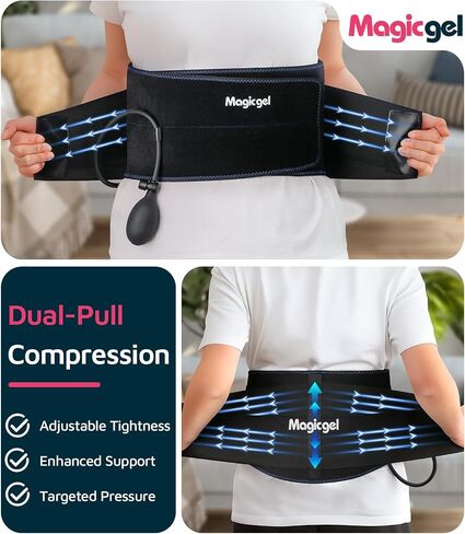 Magic Gel Back Compression Ice Pack - Hot & Cold Therapy Wrap with Air Pump for Deep Tissue Cold Penetration & Lumbar Support – Removable Flexible Gel Pack for Lower Back Pain, Sciatica & Surgery in Saudi Arabia