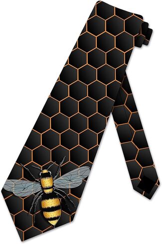 Three Rooker Animal Ties Mens Honey Bee Necktie Pollinator Tie for Men Honeycomb Neckties in Kuwait