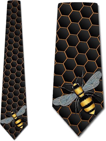 Three Rooker Animal Ties Mens Honey Bee Necktie Pollinator Tie for Men Honeycomb Neckties in Kuwait