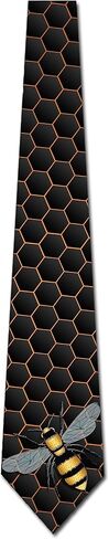 Three Rooker Animal Ties Mens Honey Bee Necktie Pollinator Tie for Men Honeycomb Neckties in Kuwait