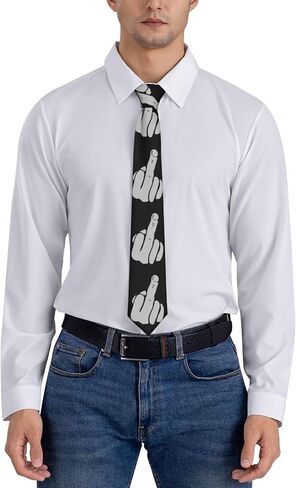 Peynir Hand Middle Finger Men'S Skinny Neck Ties Novelty Fashion Necktie For Weddings Party Business in Saudi Arabia